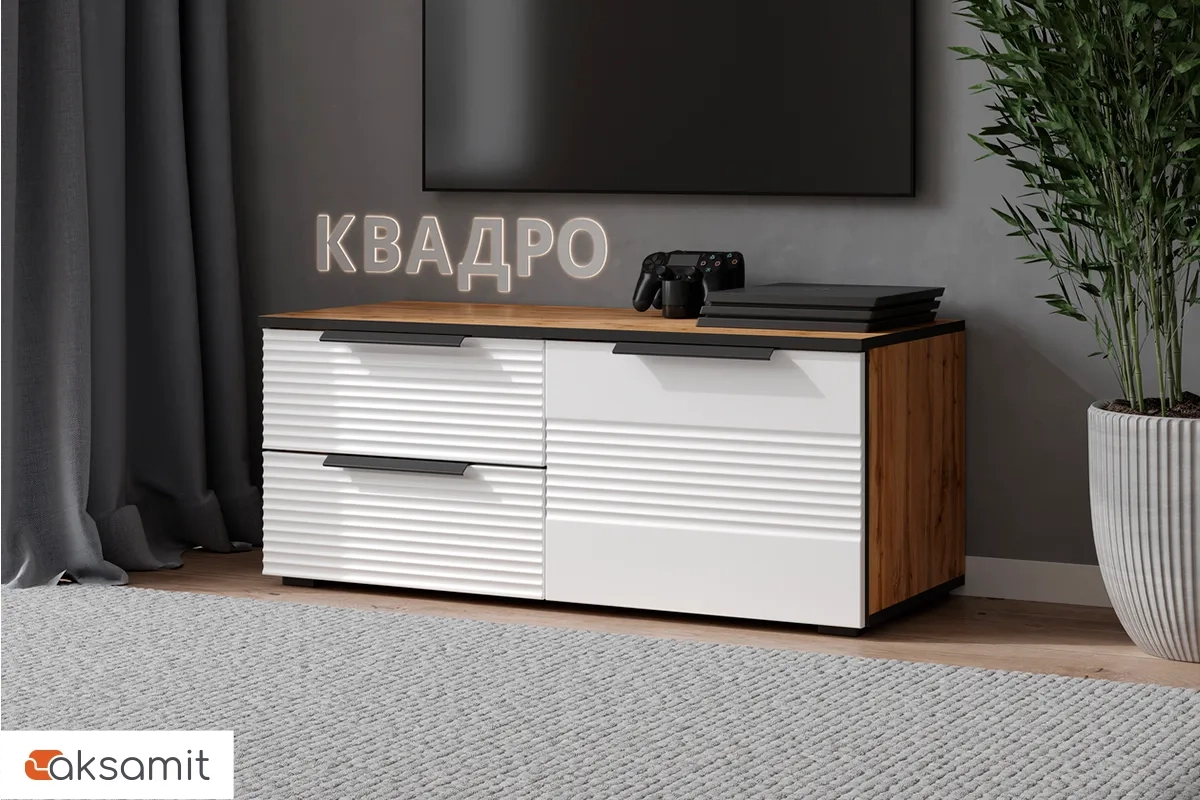 Тумба ТВ Квадро №6 (Дуб вотан / Тальк) Тумба ТВ Квадро №6 (Дуб вотан / Тальк)
