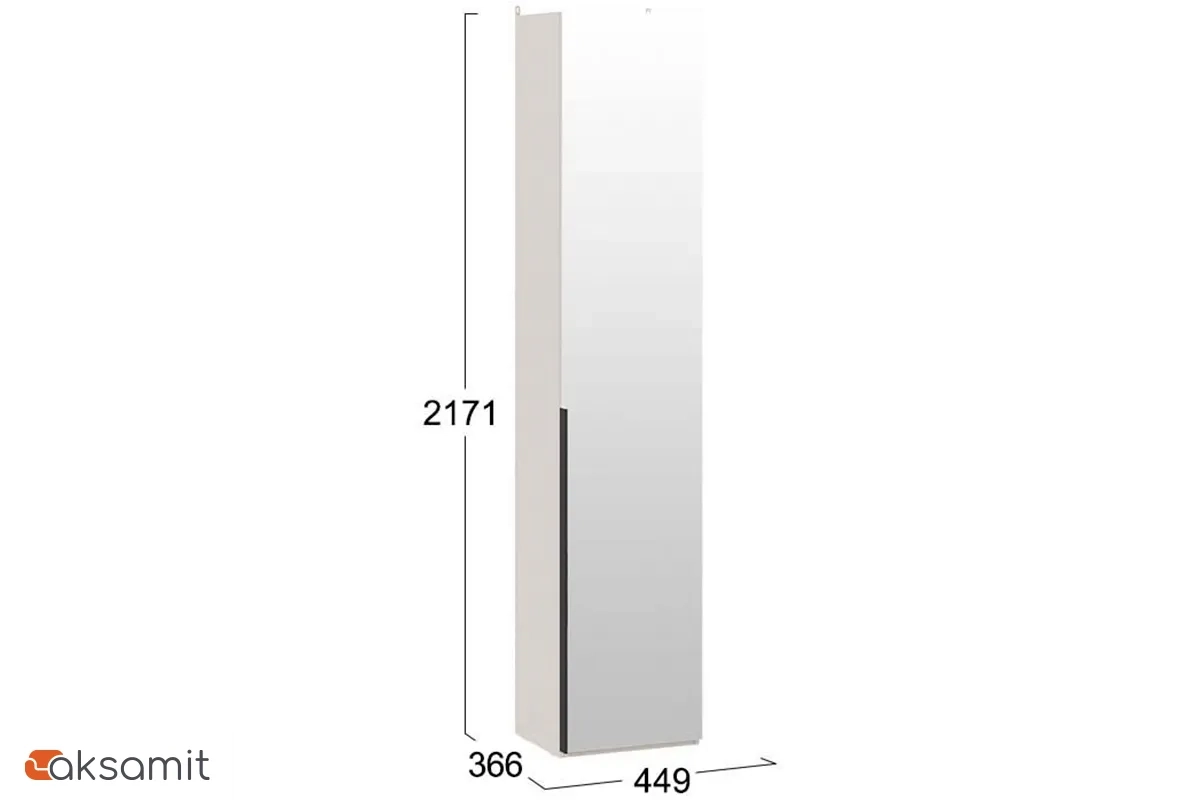 Шкаф для белья Порто СМ-393.07.212 (366) с 1 зеркальной дверью (Кашемир матовый / Кашемир матовый)