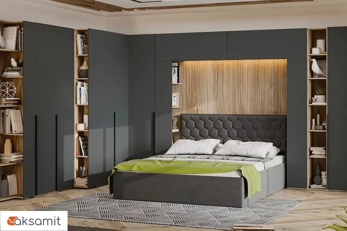 Стеллаж переходной Порто ТД-393.07.25 (Яблоня Беллуно/Графит софт)