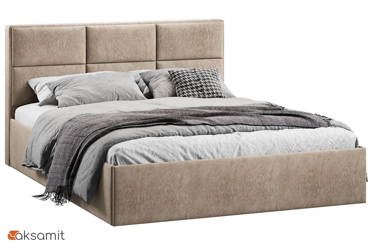 Кровать Стелла c ПМ 160х200 Тип 1 (Микровелюр/Wellmart Dark Beige)