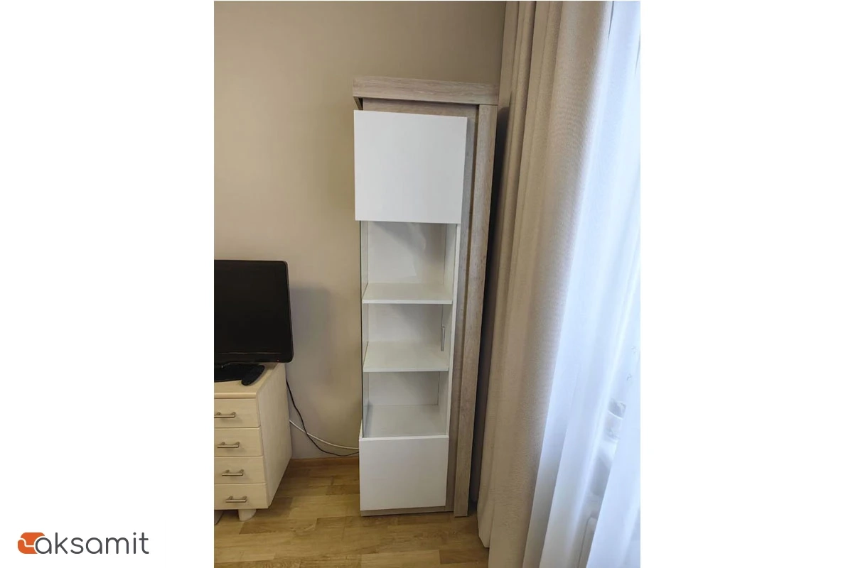 Шкаф-витрина Люмен 5 белый снег глянец