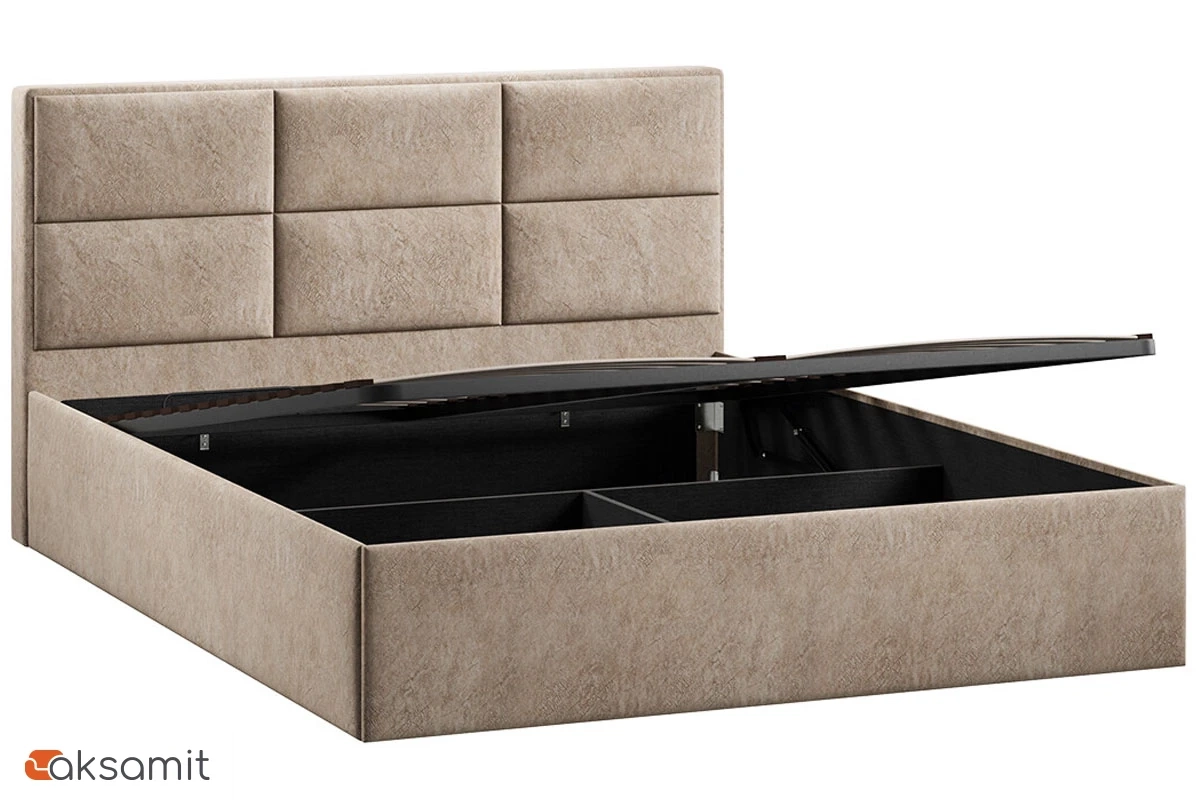Кровать Стелла с ПМ Тип 1 и заглушиной 160х200 (Микровелюр/Wellmart Dark Beige) Кровать Стелла с ПМ Тип 1 и заглушиной 160х200 (Микровелюр/Wellmart Dark Beige)