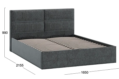 Кровать универсальная Глосс Тип 1 160х200 с ПМ и заглушиной (Микровелюр/Jercy Graphite)