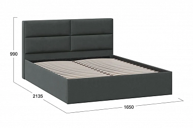 Кровать Глосс 160х200 с ПМ (Велюр/Графит)
