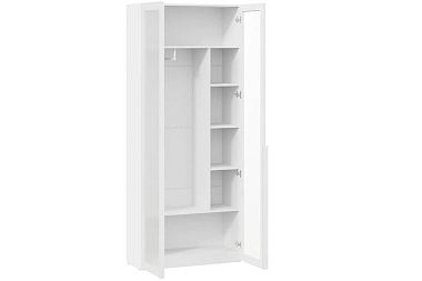 Шкаф для одежды (366) с 2 дверями со стеклом Порто СМ-393.07.226 (Белый Жемчуг/Стекло сатин белое)