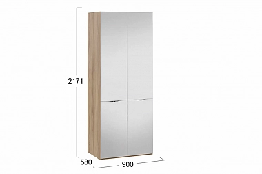 Шкаф для одежды с 2 зеркальными дверями Глосс СМ-319.07.212 (Яблоня Беллуно)
