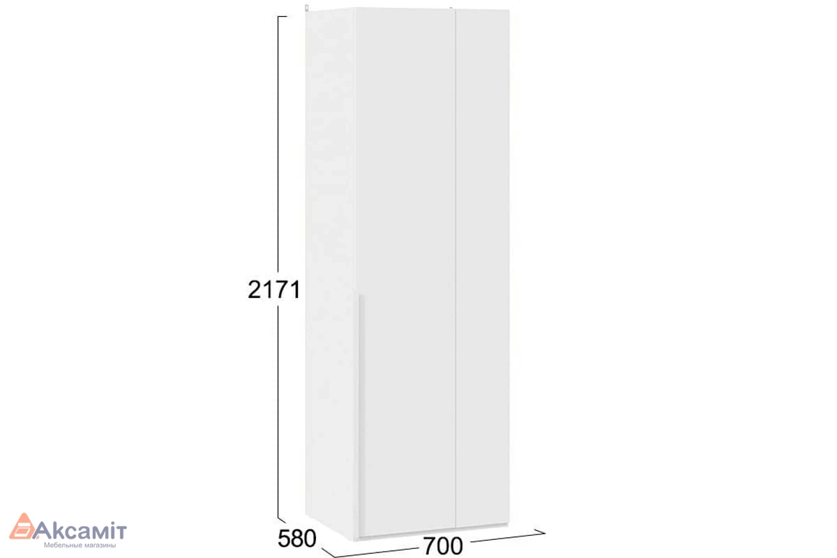 Шкаф угловой Порто СМ-393.07.006 с 1 глухой дверью (580) (Белый жемчуг/Белый софт)