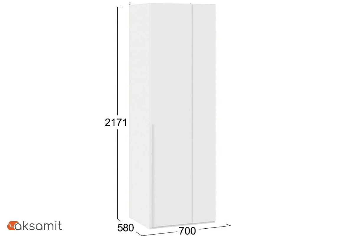 Шкаф угловой Порто СМ-393.07.006 с 1 глухой дверью (580) (Белый жемчуг/Белый софт)