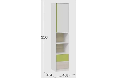 Шкаф комбинированный с накладкой Сканди СМ-386.07.20-20 (Дуб Гарден/Белая/Зеленый)