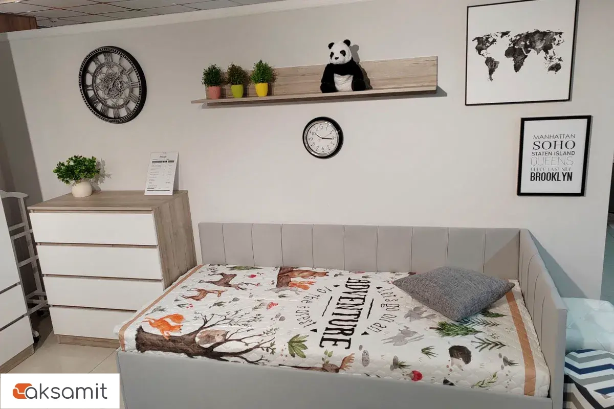 Кровать Мика с ПМ 90х200 универсальная Newtone Light GREY Кровать Мика с ПМ 90х200 универсальная Newtone Light GREY