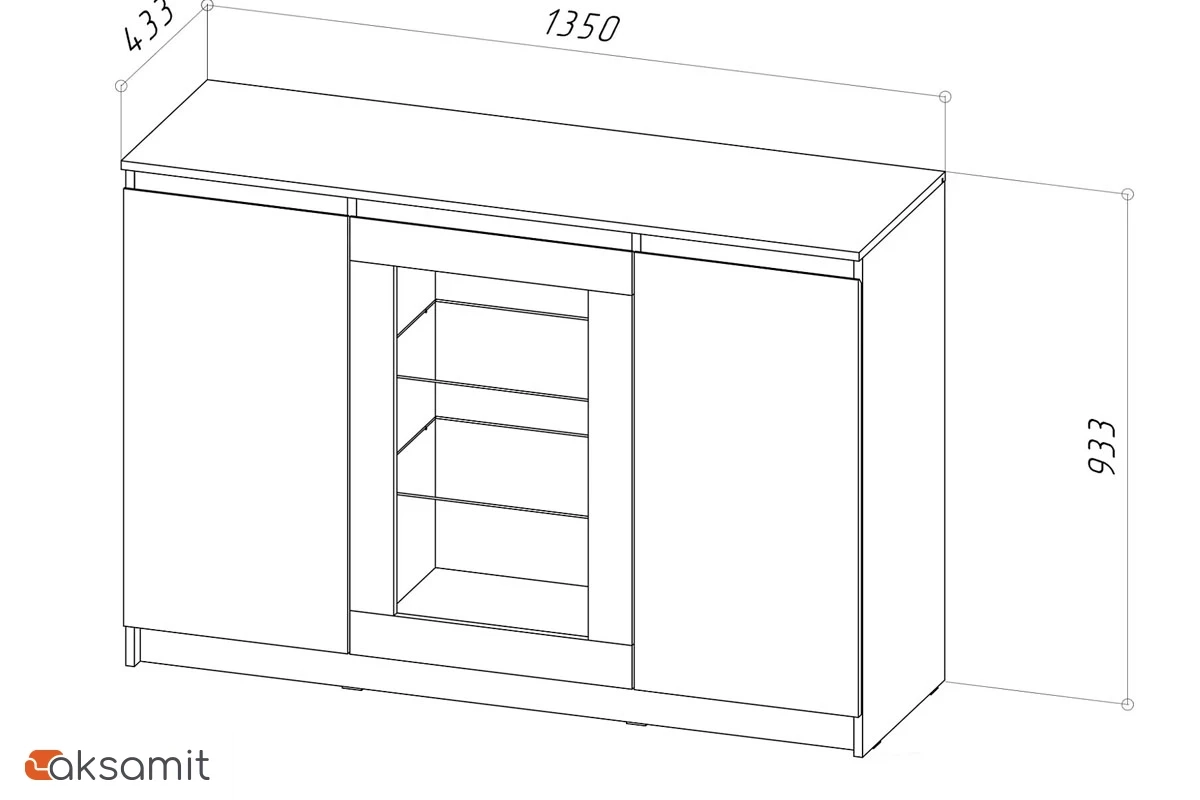 Комод-витрина Stern Т-14 (Дуб Сонома) 72678288 Комод-витрина Stern Т-14 (Дуб Сонома) 72678288