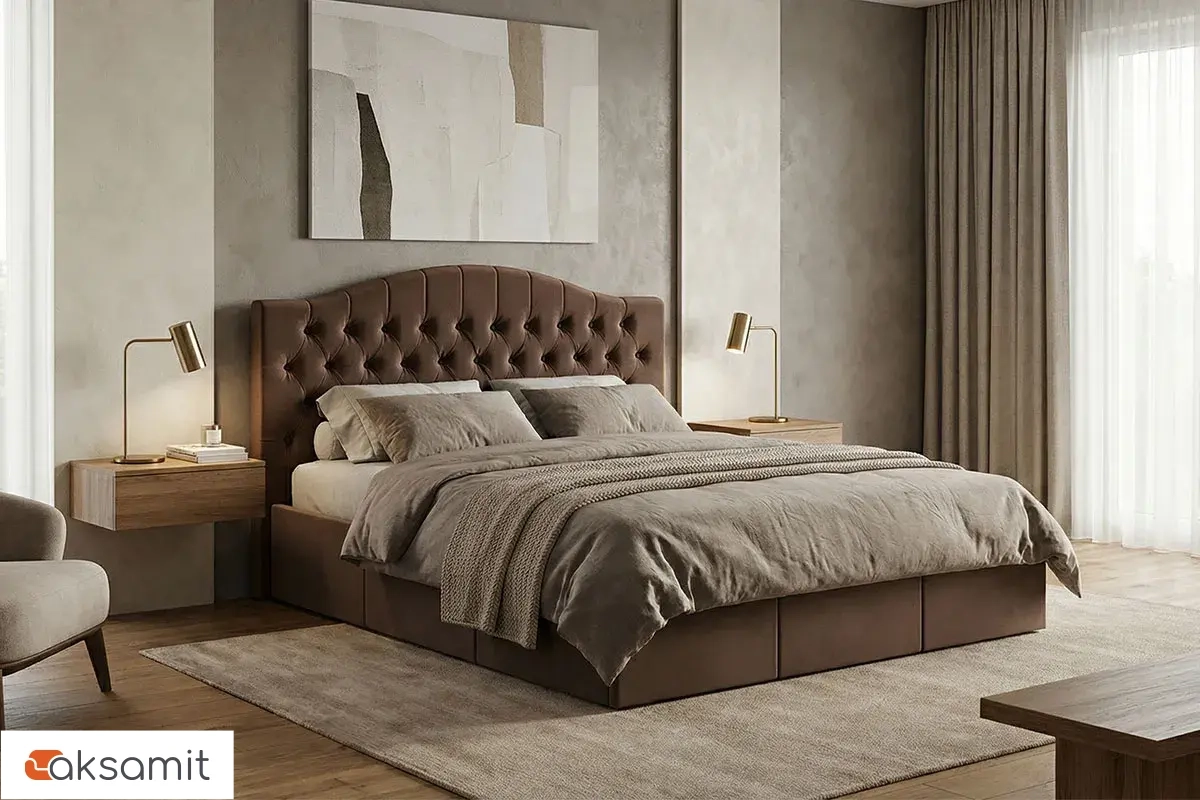 Кровать Валенсия с подъемным механизмом 160х200 (Ткань Коричневая)