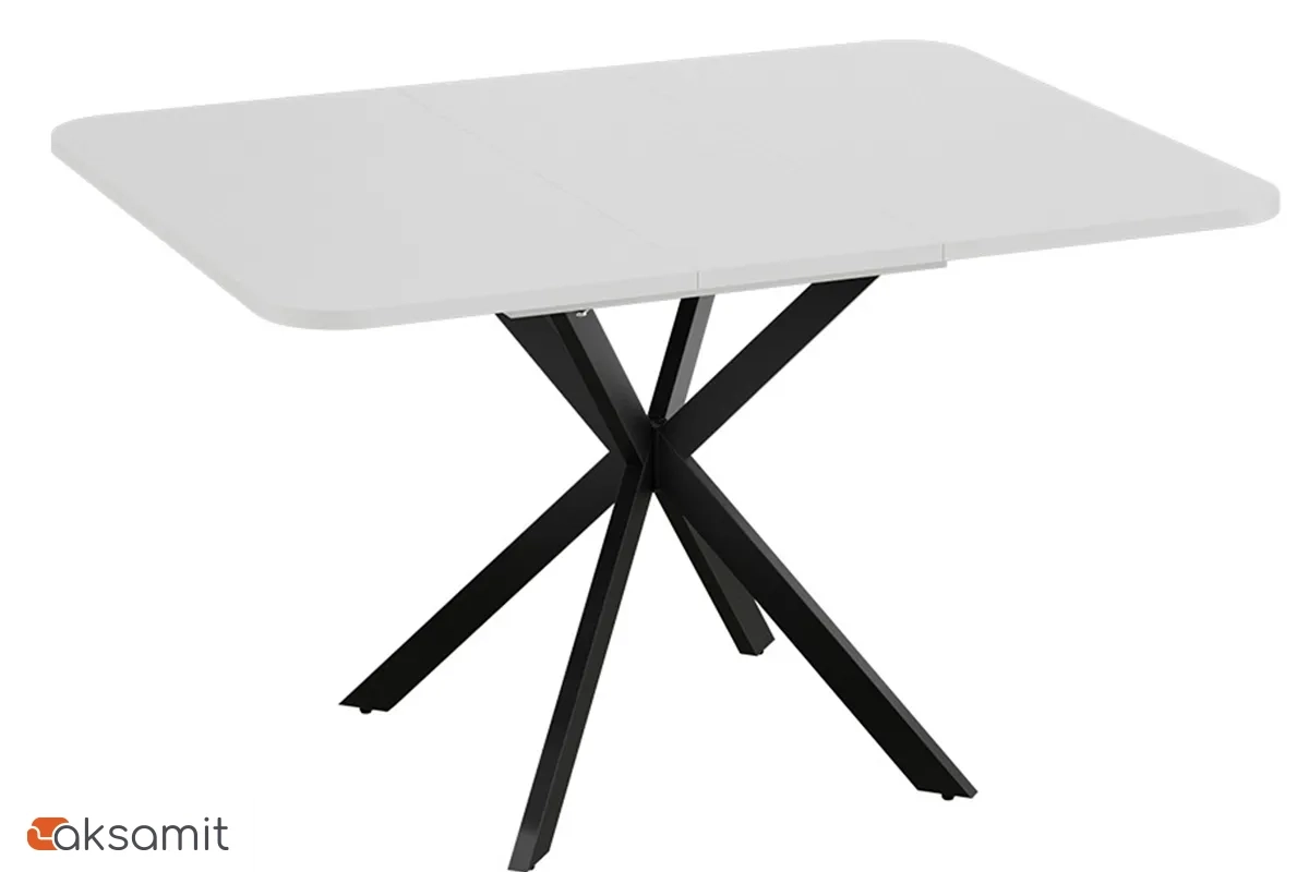 Стол обеденный Лиссабон раздвижной Тип 1 (Черный муар / Белый)