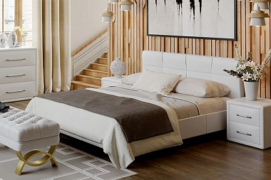 Двуспальная кровать Элис c мягкой обивкой Тип 1 160х200 (Белая) фото