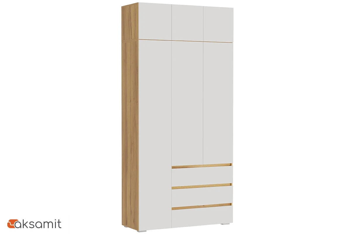 Шкаф с антресолью 3-створчатый Веста (Дуб золотистый / Белый)