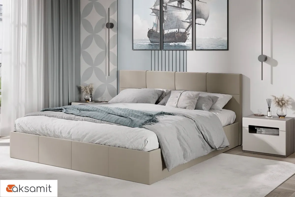 Кровать Лора с ПМ и заглушиной 180х200 (Велюр / Confetti Cream)