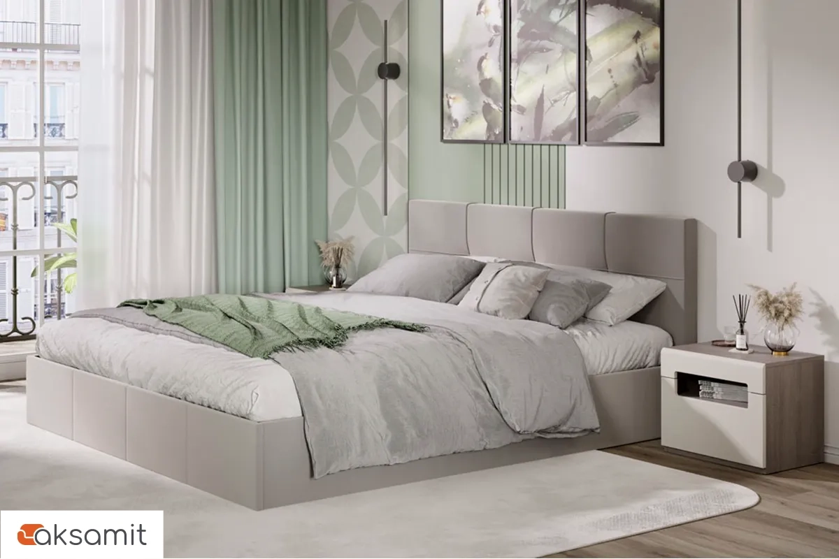 Кровать Лора с ПМ и заглушиной 180х200 (Велюр / Confetti Smoke)