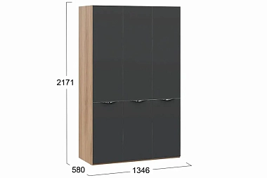 Шкаф комбинированный Глосс СМ-319.07.431 с 3 дверями со стеклом (Яблоня Беллуно/Cтекло Графит матовый)