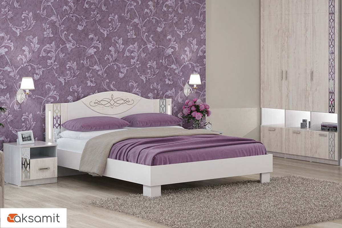 Кровать Белла мод № 2.3 с подсветкой 180х200 без орт.основания (Рамух белый)