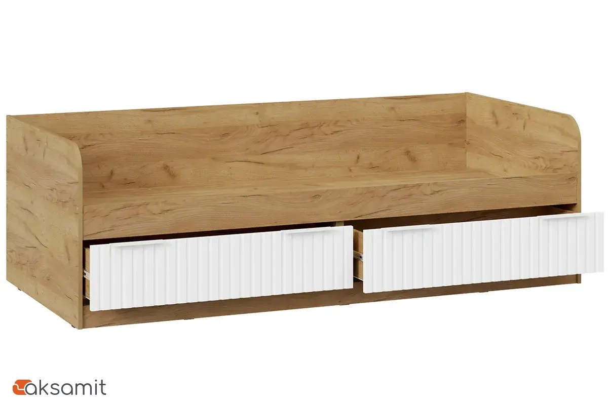 Кровать комбинированная Хилтон 90х200 Тип 1 (Дуб Крафт Золотой/Белый матовый)