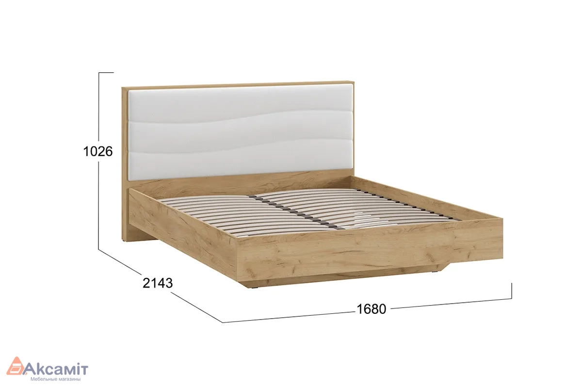Кровать без ПМ 160х200 Миранда тип 1 202.004.000 (Дуб крафт золотой/Белый глянец)