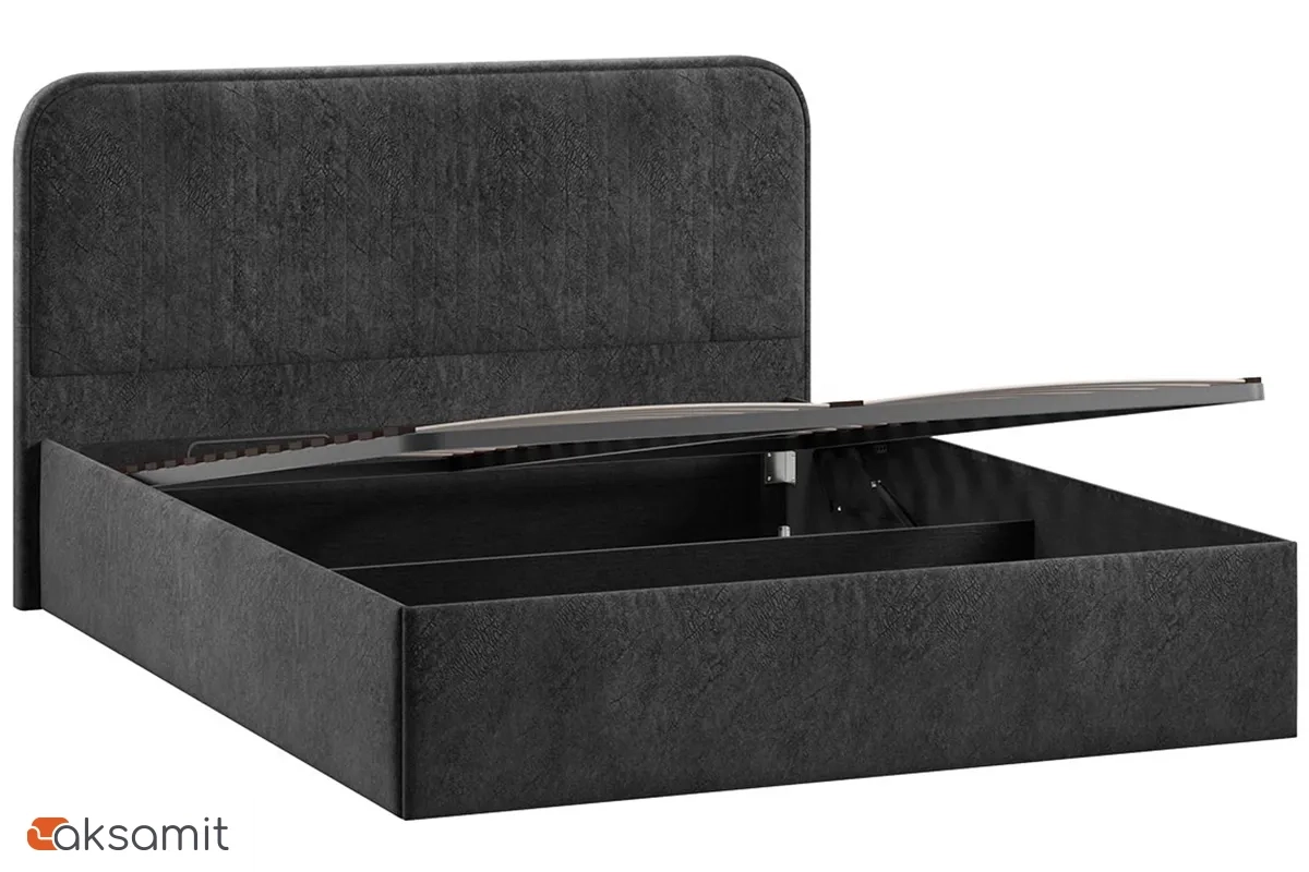 Кровать Тиффани Тип 1 с ПМ и заглушиной 160х200 (Микровелюр/Wellmart Graphite) Кровать Тиффани Тип 1 с ПМ и заглушиной 160х200 (Микровелюр/Wellmart Graphite)