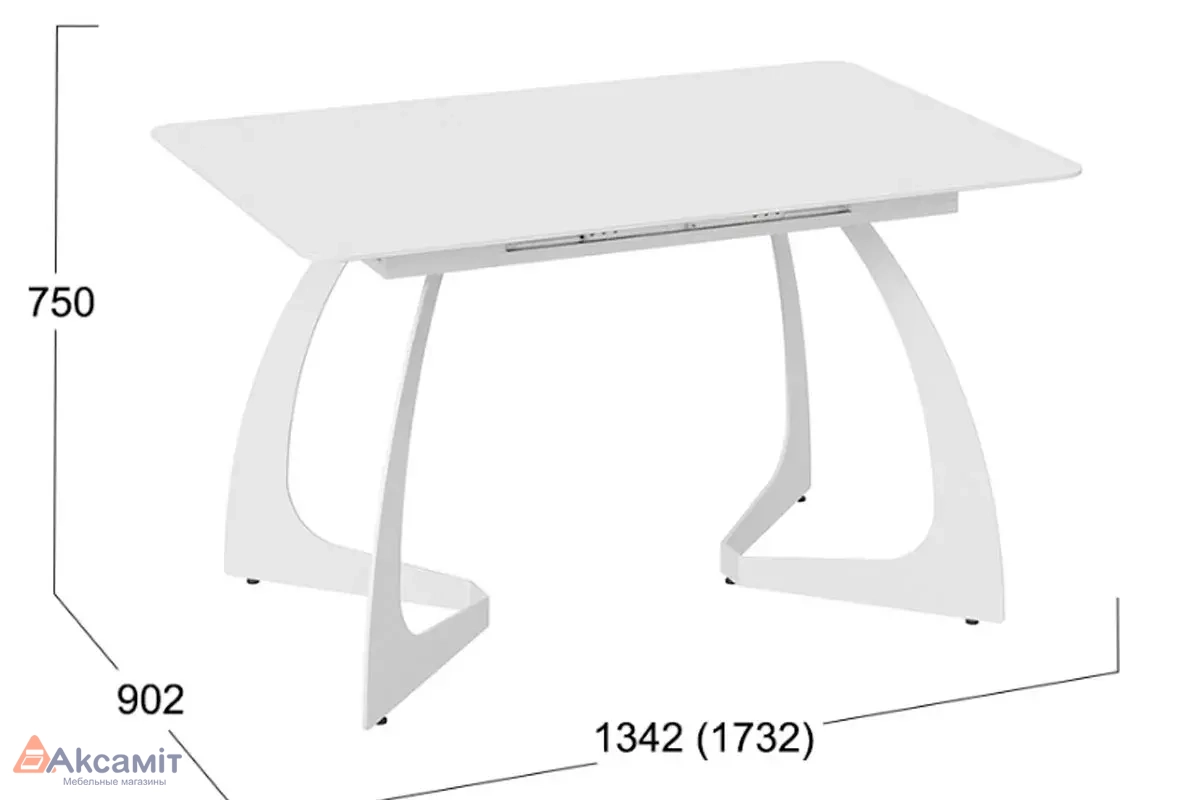 Стол обеденный Конкорд раздвижной Тип 2 (Белый муар/Стекло матовое белое)