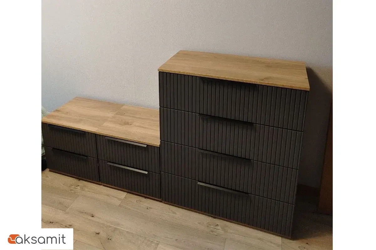 Тумба прикроватная Астория 04 (Дуб кастелло медовый / Графит софт)