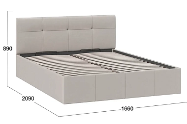 Кровать Лора с ПМ 160х200 (Велюр/Confetti Smoke)