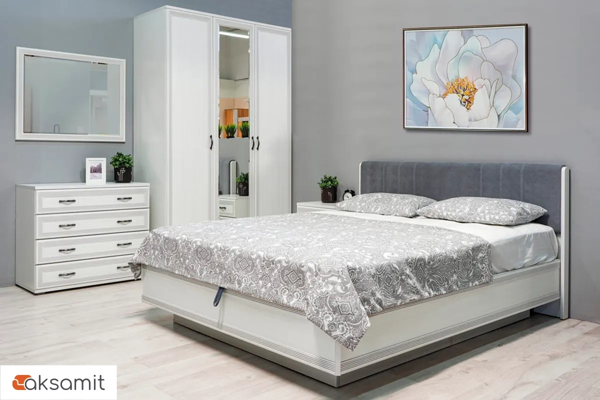 Кровать КР-1013-СЯ-В с ПМ 160х200 (Снежный Ясень/Велюр) Кровать КР-1013-СЯ-В с ПМ 160х200 (Снежный Ясень/Велюр)