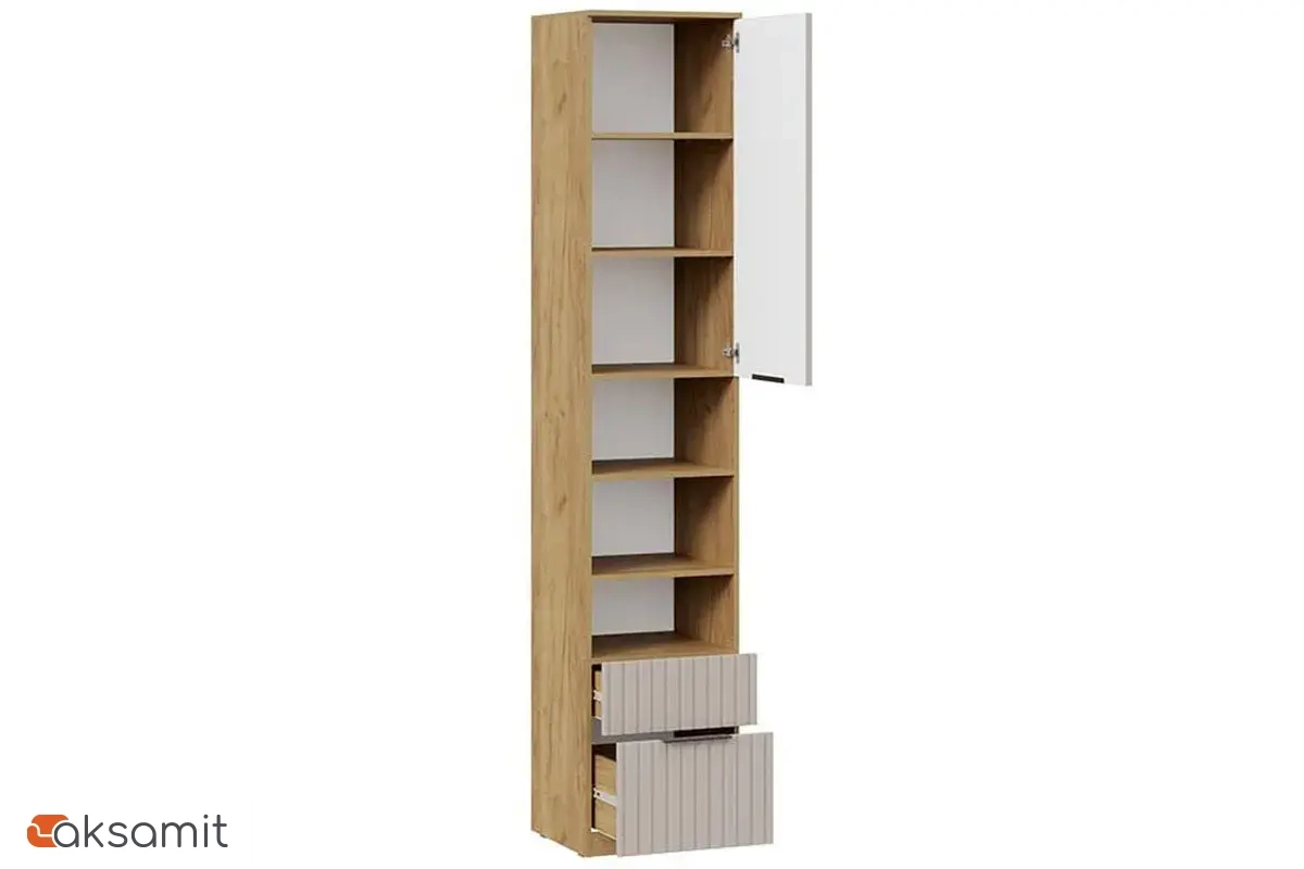 Шкаф комбинированный Хилтон с 1 дверью (2 ящика) Исп.2 (Дуб Крафт золотой / Мокко матовый)