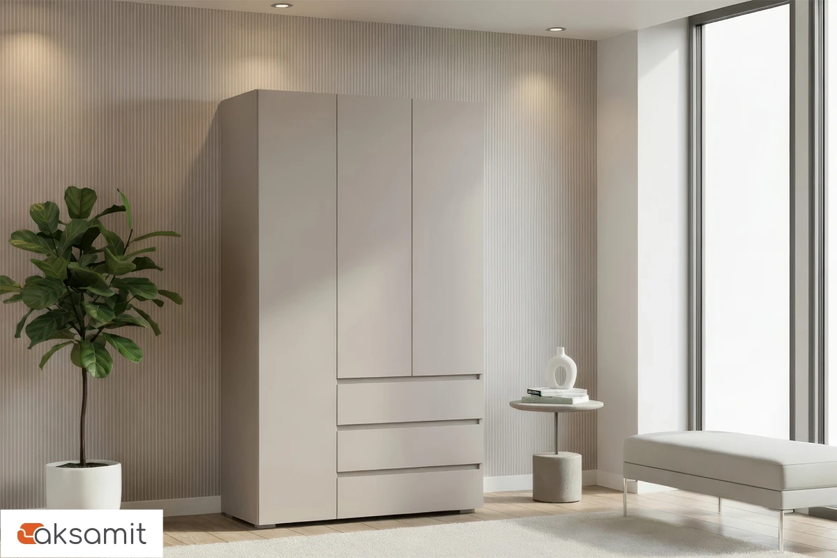 Шкаф 3-створчатый с ящиками Веста (Бежевый)