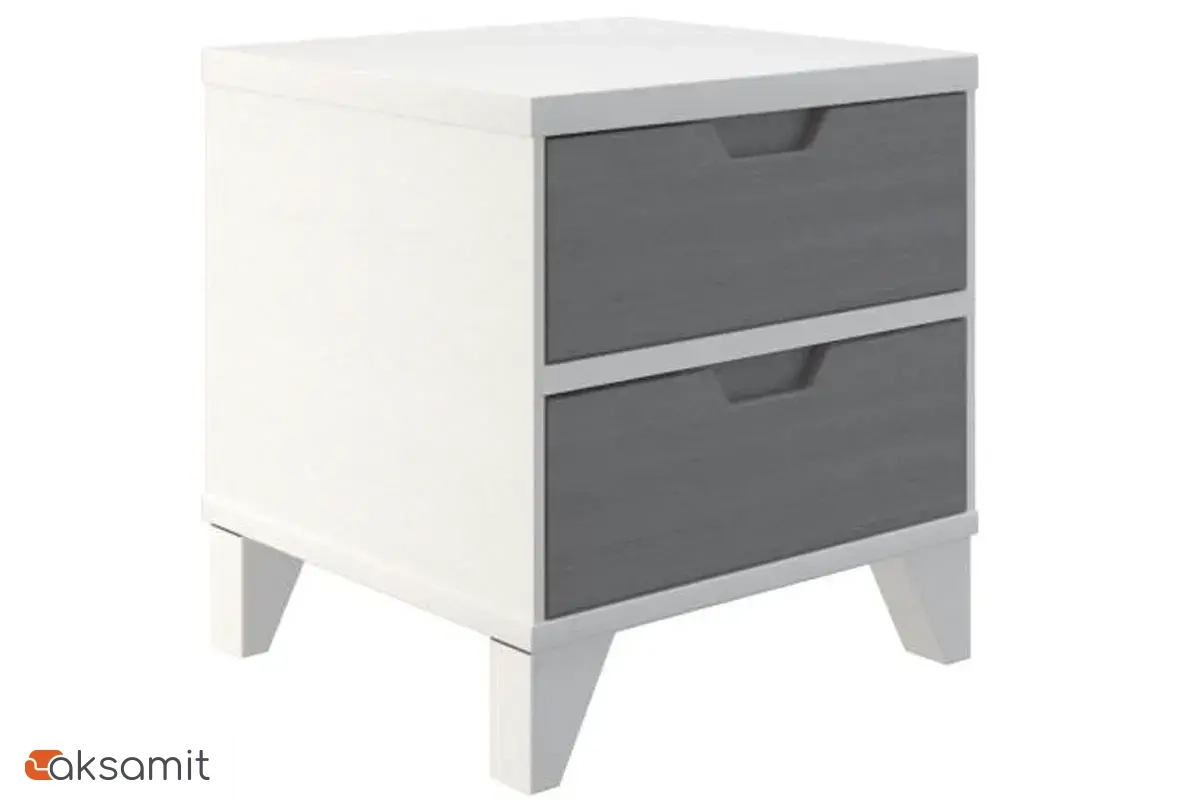 Тумба прикроватная Соня (массив) (Белый/Серый)