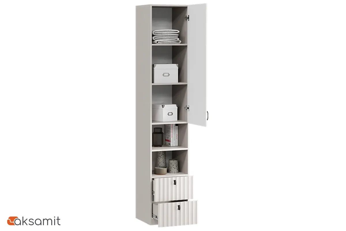 Шкаф комбинированный Тиффани Исп.2 с 1 дверью / 2 ящика (Кашемир / Кашемир матовый)