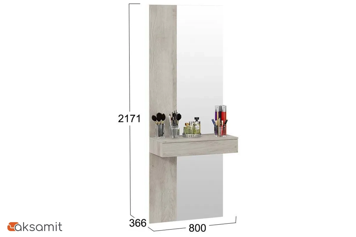 Тумба подвесная Порто СМ-102.08.001-02 с зеркалом (Баттл Рок)