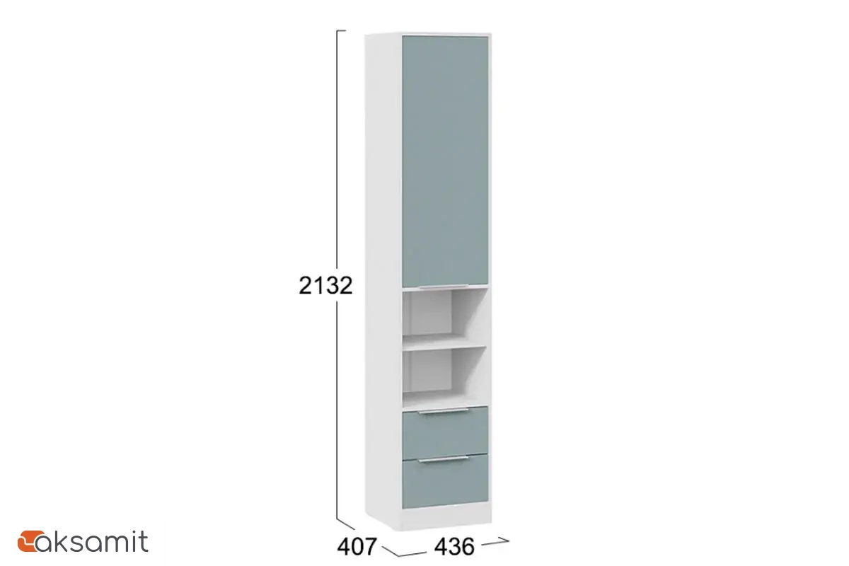 Шкаф комбинированный Марли (Белый/Серо-голубой)