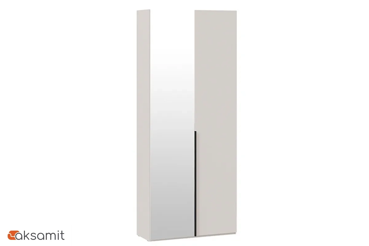 Шкаф для одежды Порто СМ-393.07.225 (366) с 1 глухой и 1 зеркальной дверями (Кашемир матовый / Кашемир сатин)