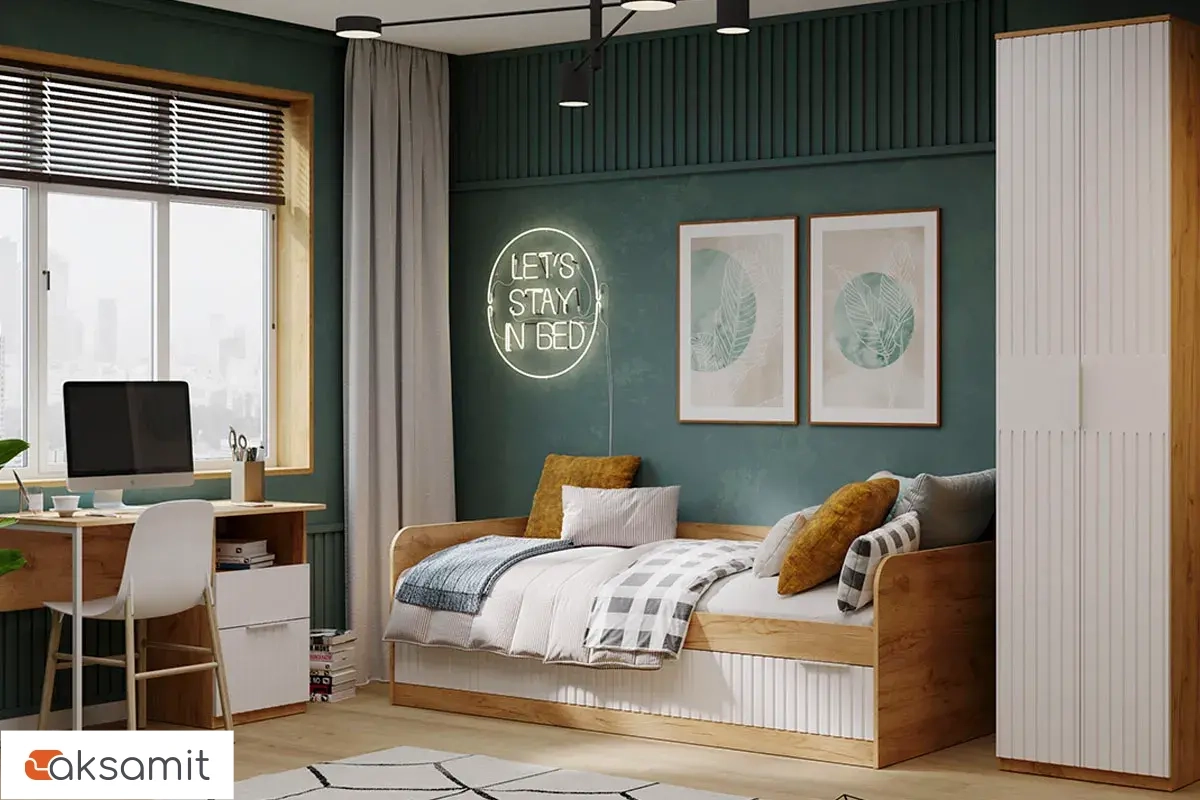 Кровать комбинированная Хилтон 90х200 Тип 1 (Дуб Крафт Золотой/Белый матовый)