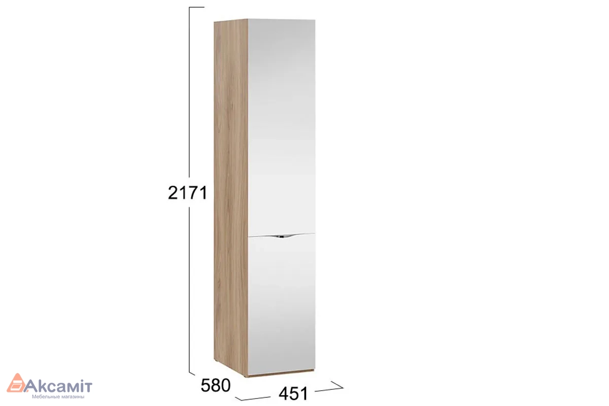 Шкаф для белья Глосс СМ-319.07.112 с зеркальной дверью (Яблоня Беллуно)
