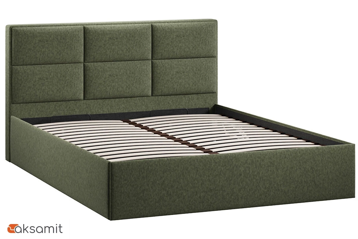 Кровать Стелла c ПМ Тип 1 без заглушины 160х200 (Микровелюр/Jercy Deep Green) Кровать Стелла c ПМ Тип 1 без заглушины 160х200 (Микровелюр/Jercy Deep Green)