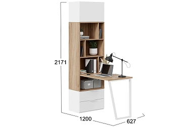Шкаф комбинированный Исп.2 со столом Порто СМ-393.07.200 (Белый жемчуг/Яблоня беллуно/Белый софт)