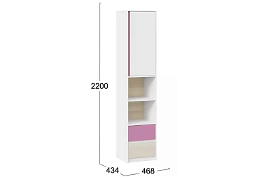 Шкаф комбинированный с накладкой Сканди СМ-386.07.20-20 (Дуб Гарден/Белая/Лиловый)