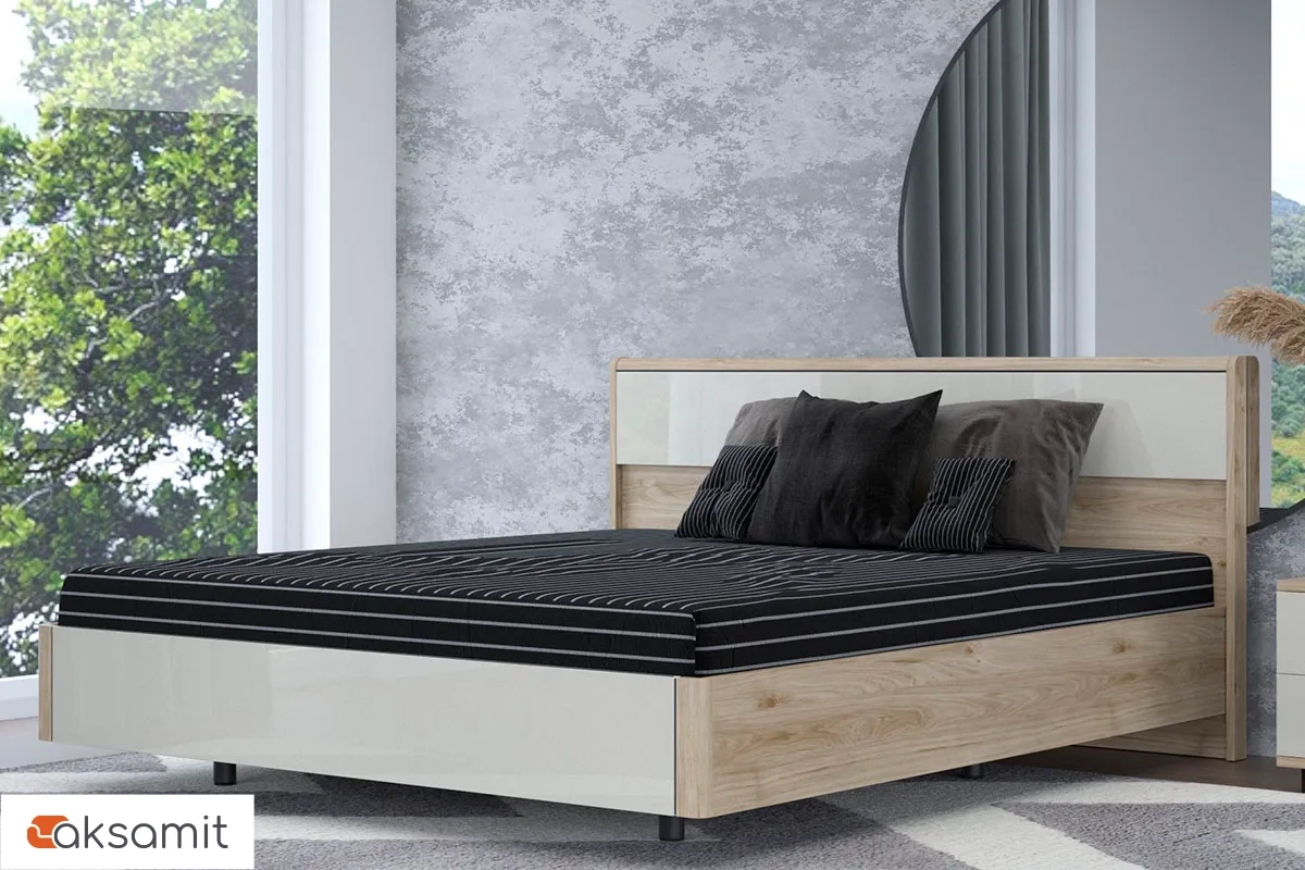 Кровать КР-5004-ГС-КГ 180х200 (Гикори Джексон Светлый/Кашемир Глянцевый) Кровать КР-5004-ГС-КГ 180х200 (Гикори Джексон Светлый/Кашемир Глянцевый)