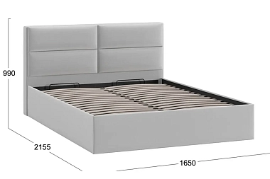 Кровать универсальная Глосс Тип 1 160х200 с ПМ и заглушиной (Велюр/Confetti Silver)