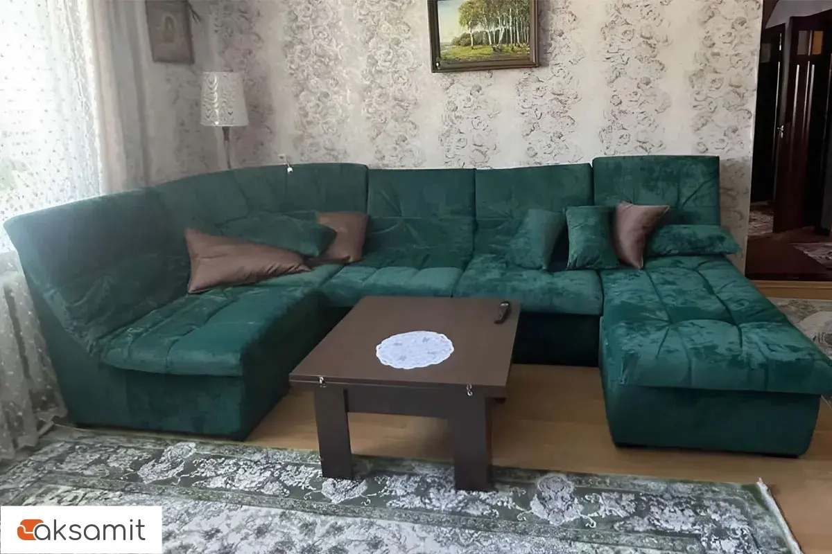 Угловой диван София 2 ДКУ латы Небби 626 Зеленый