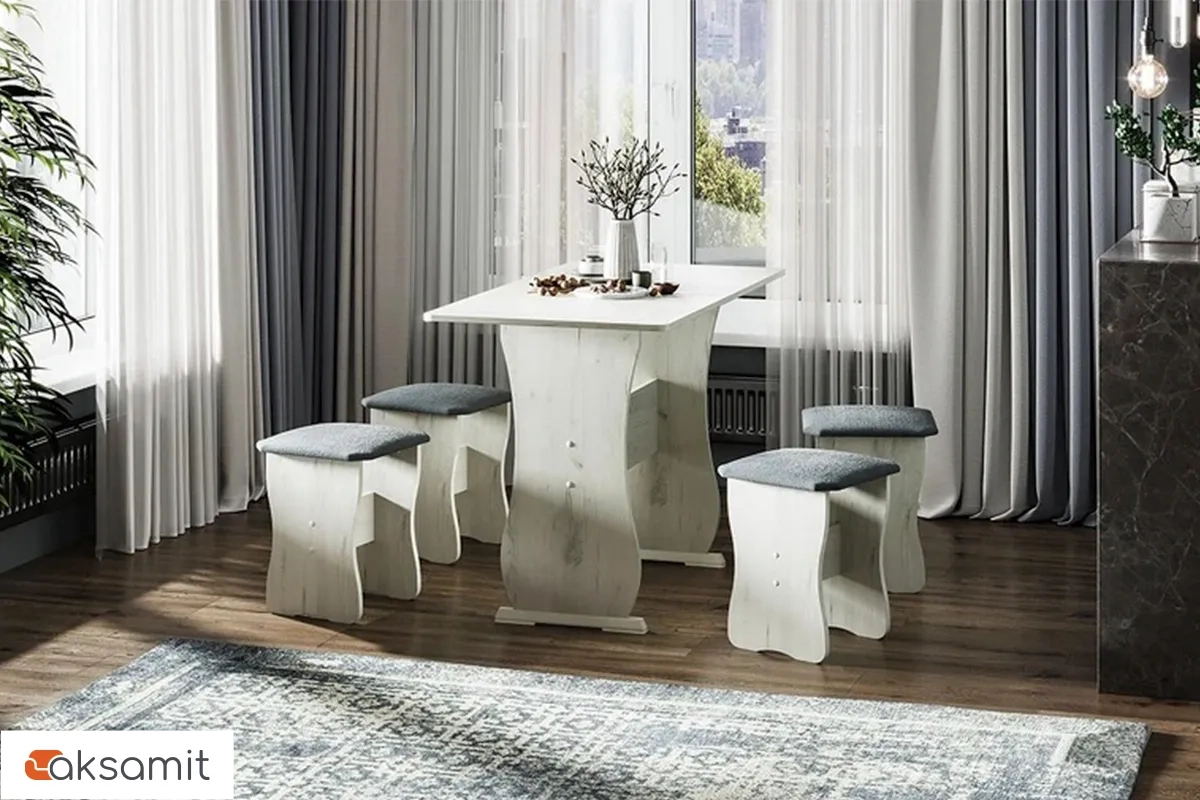 Обеденная группа тип 1 МФ-101.006 (Дуб крафт белый / Велюр серый)