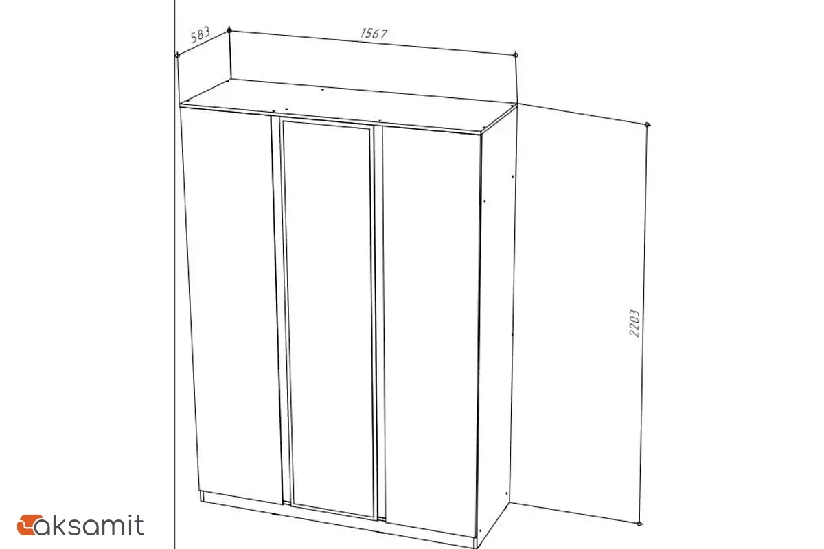 Шкаф Stern 3-х дверный с зеркалом (Дуб Вотан) 72676506 Шкаф Stern 3-х дверный с зеркалом (Дуб Вотан) 72676506