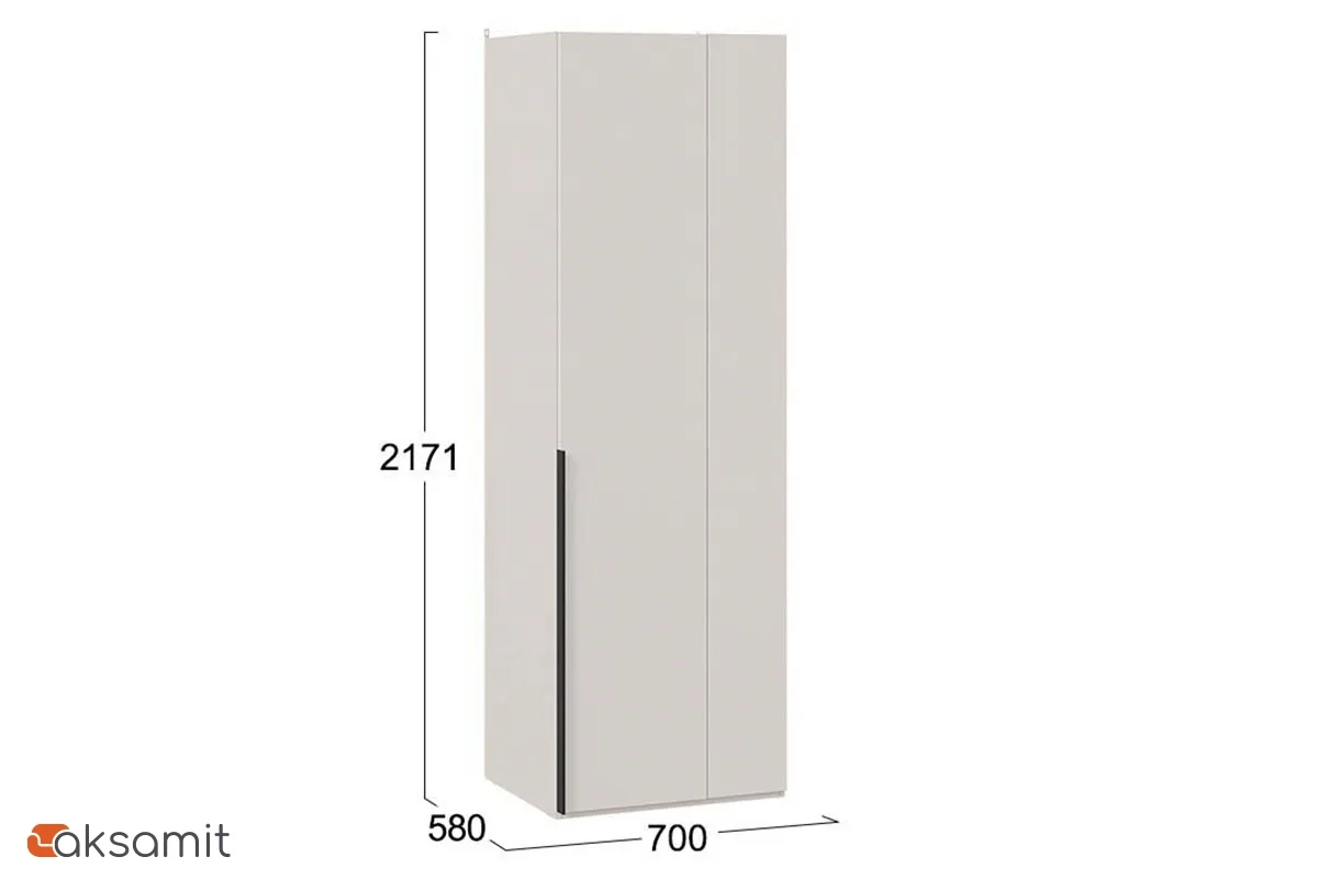 Шкаф угловой Порто СМ-393.07.006 (580) с 1 глухой дверью (Кашемир матовый / Кашемир сатин)