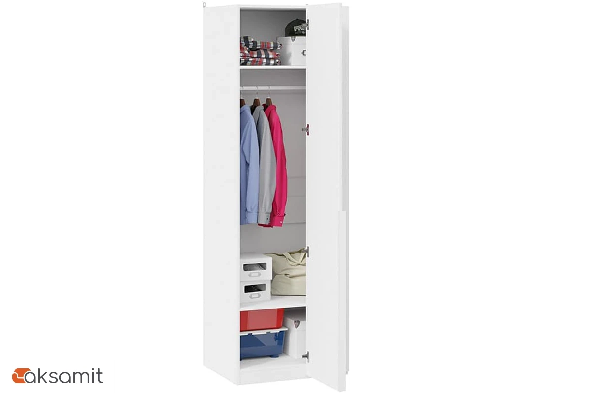 Шкаф угловой Порто СМ-393.07.006 с 1 глухой дверью (580) (Белый жемчуг/Белый софт)