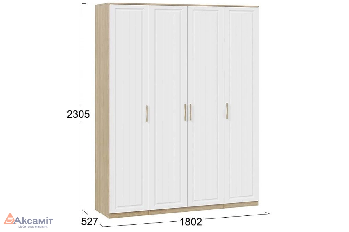 Шкаф комбинированный Сэнди с 4-мя дверями (Вяз благородный/Белый)